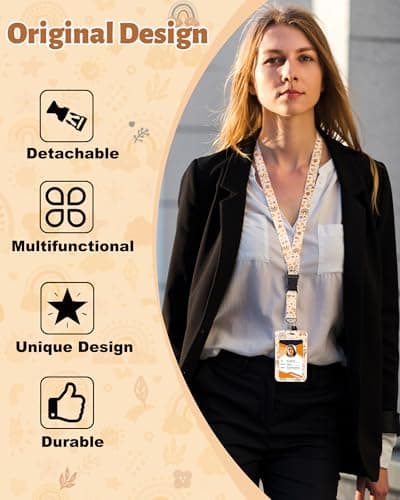 JroyJoy ID Badge Holder with Lanyard & Heavy-Duty Retractable Reel – Bohemian Design, Infused with Nature & Freedom, School ID Badge, Name Card, Work ID for Nurses, Teachers, Students, Workers - Thumbnail 5