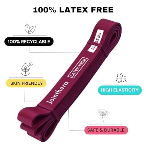 JOINTHERA Premium Latex Free Resistance Bands for Working Out - Set of 5 + Carrying Bag | Non Latex Pull Up Loop Workout Bands Resistance for Women and Men | Stretching, Exercise and Muscle Training - Thumbnail 3