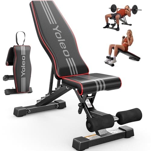 YOLEO Adjustable Weight Bench for Home Gym, ASTM-Certified 827LBS, 98% Pre-Assembled, Foldable Gym Bench with 84 Positions Incline Decline Flat, Wider Seat - Image 1