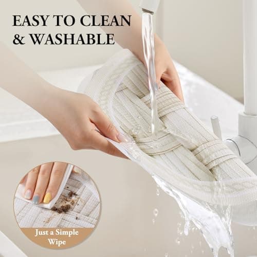Kaixinbao 15 Inch Round Placemats Set of 6,Washable Wipeable Durable Place Mats for Dining Table,Kitchen Decor, Non Slip Lace PVC Vinyl Braided Table Mats(6, Cross-Weave Straw) - Thumbnail 5