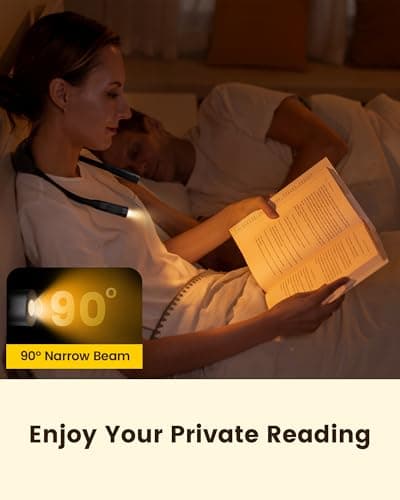 Glocusent Neck Book Light, 1200mAh Rechargeable Neck Reading Light, Hands Free Book Lights for Reading at Night, 5 Colors & 5 Brightness, Private Lightweight Book Reading Light in Bed for Book Lovers - Thumbnail 5