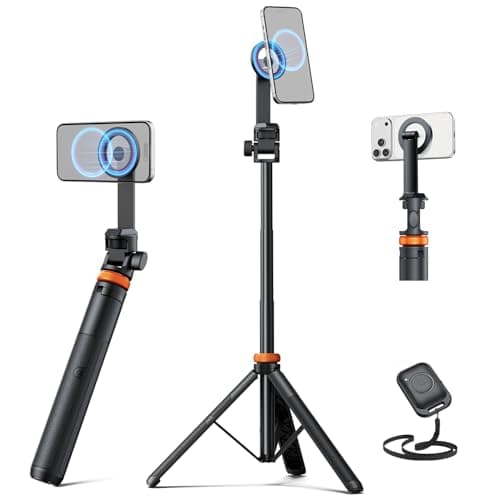 EUCOS 62" Magsafe Tripod, Tripod for iPhone & Magnetic Selfie Stick Tripod with Remote, Strong Magnetic Phone Holder for Magsafe, Extendable Phone Tripod Stand for iPhone