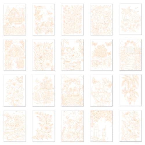 Elfew Flower & Landscape Watercolor Coloring Books for Adults & Beginners - Thumbnail 5