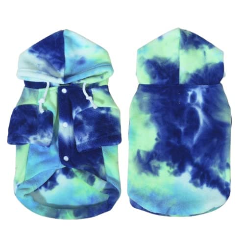 Mklhgty Tie Dye Dog Hoodie, Winter Coat for Small Dogs - Ultra-Soft Adjustable Warm Hood, Breathable Comfort Fabric for Daily Use - Thumbnail 5
