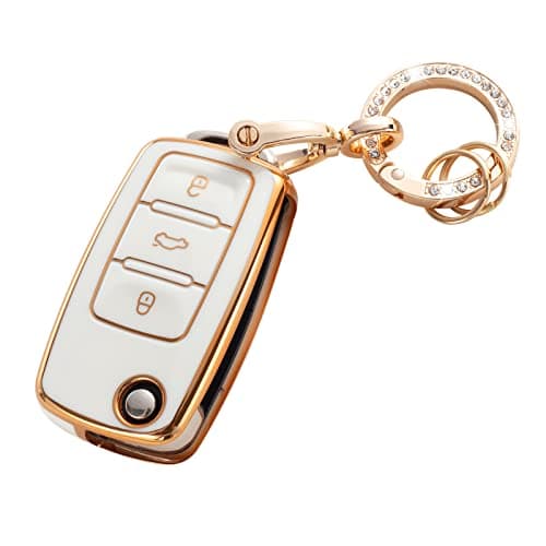 RUABIBAN for VW Volkswagen Key Fob Cover, Soft TPU Key Case Protection Fit for VW Jetta Golf Polo MK7 Passat Beetle