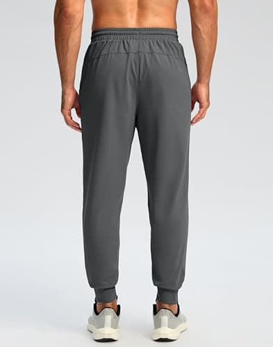 Pudolla Men's Fleece Lined Joggers Sweatpants with Zipper Pockets Winter Warm Pants for Men Running Workout Gym Athletic(Dark Grey Medium) - Thumbnail 4
