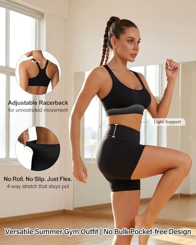 leviace 4 PCS Ribbed Workout Sets For Women Gym Sets Woman Pilates Outfits - Thumbnail 4