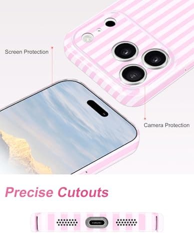 Aitipy Magnetic Striped Phone Case for iPhone 13, Compatible with MagSafe, Cute Stripe Fashion Aesthetic Soft TPU Slim Shockproof Protective Phone Cover for Women Girls-Pink - Thumbnail 5