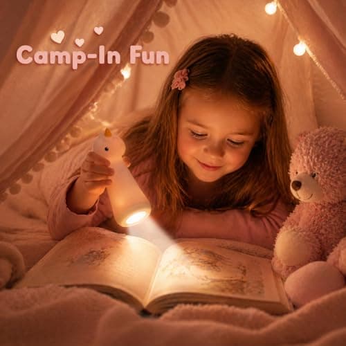 ShaArkMango Flashlight with Night Light for Kids Rechargeable LED Dimmable Night Light Toddler Bed Room Playing in Dark Handheld Emergency Flashlight for Camping Essential Hallway Walking Nighttime - Thumbnail 5