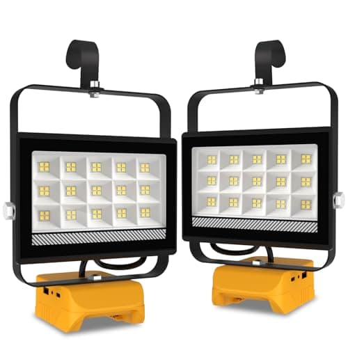 T-SUN 60W 2Pack Work Light, Cordless LED Flash Light Compatible with Dewalt 18V/20V Battery, with USB & Type C Charging Port, Work Light for Garage, Car Repair, Emergency and Job Site - Image 1