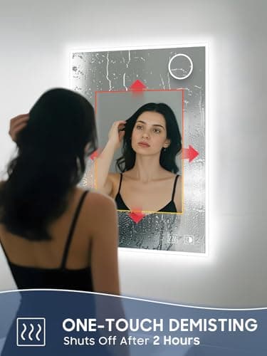 Led Mirror for Bathroom, 24x32 Inch Backlit Mirror with 10X Magnification and Shaver Charging Port, Anti-Fog, Memory Function, 3 Color Temperature, Dimmable Led Bathroom Mirror, Horizontal/Vertical - Thumbnail 2