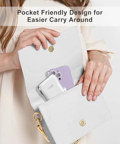 TG90° 10000mAh Power Bank Built-in Cables, Pocket Size USB C Portable Charger, 3A Fast Charging External Battery Pack, Travel Essential Phone Powerbank Compatible with iPhone Samsung iPad White - Thumbnail 6