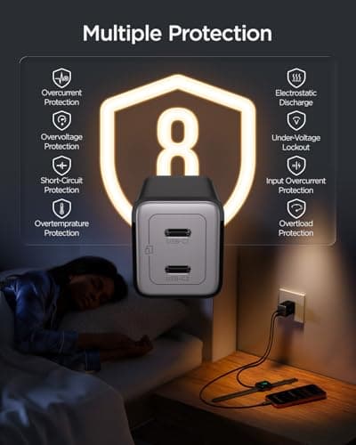 wegear 45W Dual USB-C GaN Fast Charger, Foldable Compact Wall Charger with PD PPS QC4.0 for Galaxy S25/S24, iPhone 17/16/15, iPad, MacBook, Steam Deck (Black) - Thumbnail 4