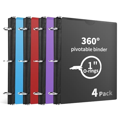 Tashkummy 360° Pivotable 3 Ring Binder, Upgraded Foldable Binders 1 inch 4 Pack, Thin Small Three Ring Binder Fits 8.5" x 11", for Home, School and Office Binders Supplies - Image 1