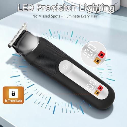 SUNNOW Electric 5-in-1 Body Hair Trimmer - Groin Trimmer for Men -Beard Trimmer for Men - Wet/Dry Shaver Groomer, Waterproof with LED Light, Gifts for Husband Father - Thumbnail 4