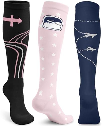 3 Pairs Compression Socks for Women & Men (15-20mmHg), Best Support for Circulation, Nurses, Running, Travel & Pregnancy, Cute Knee High Medical Compression Stockings – Gifts for Mom, Wife & Nurses - Image 1