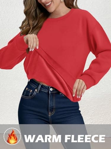 STOLKISS Women Long Sleeve Fleece Lined Sweatshirts Casual Crew Neck Cute Pullover Tops Fall Fashion Soft Thicken Sweatshirt - Thumbnail 4