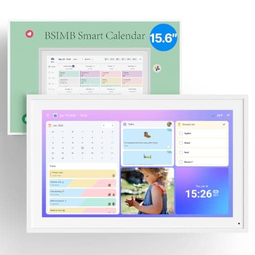 BSIMB 15.6 Inch Digital Calendar - Chore Chart, Meal Planner, Rewards System, Photo Display, Smart Electronic Calendar Touchscreen Interactive for Family Schedules, Seamless Scheduling White - Image 1