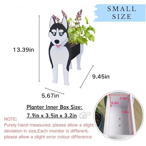 strolfay Siberian Husky Dog Planter, Cute Animal Shaped Plant Pot, Dog Flower Pot, Gifts for Women & Pet Lovers, Indoor Outdoor Garden Home Office Decor, 9.45 x 5.67 x 13.39 Inches - Thumbnail 2