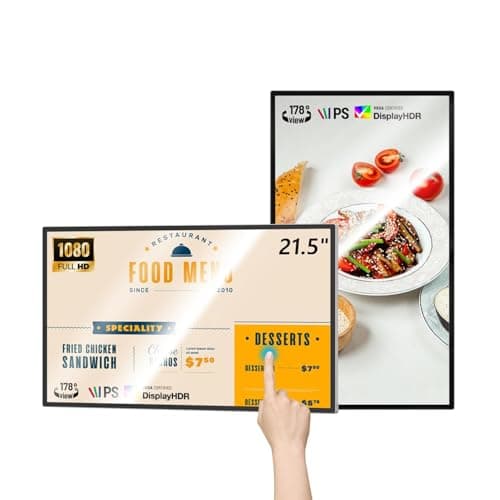 MWE 21.5 inch Wall Mount Digital Signage, FHD Touchscreen Monitor Android 14, Multi-Touch Screen Smart Split, Commercial Advertising Display, Time Switch, CMS Management, HD-MI/ USB/ WiFi/ for Windows - Image 1