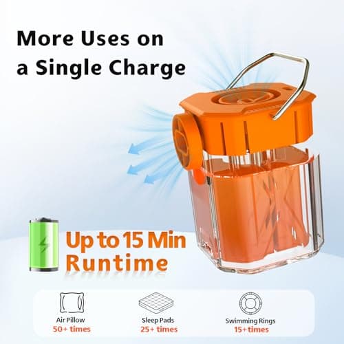 Portable Air Pump for Inflatables, 1.56 oz Mini Rechargeable Air Mattress Pump with Camping Light, Inflator and Deflator for Pool Floats, Swim Rings, Sleeping Pads, Vacuum Storage Bags - Thumbnail 5