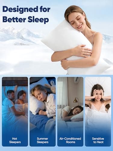 Avolare 2 Pack Pillow Cases Queen, Stretch Cooling Pillowcases for Hair Skin and Hot Sleepers, Arc-Chill Q-max>0.5 Soft Silky Pillow Covers with Zipper for Standard & Queen Size Pillows - White - Thumbnail 5