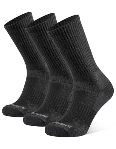 CLOSEMATE Mens Merino Wool Winter Thermal Crew Socks Cushioned Anti Blister Moisture Wicking for Hiking Sports 3 Pairs(3Black, Size M) - Image 1