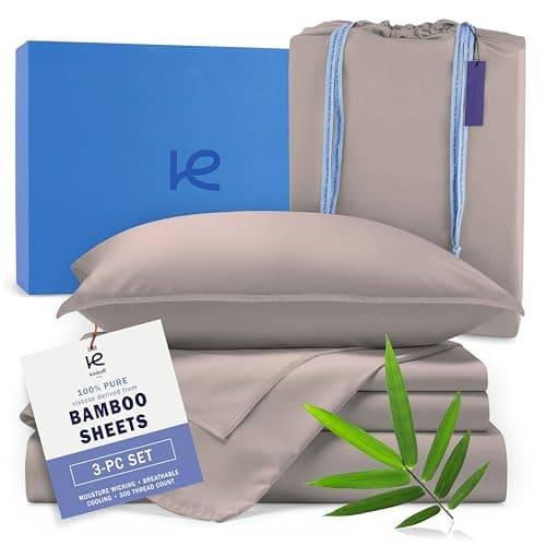 Kickoff Viscose Bamboo Sheets Twin XL Size 3-pc 100% Organic Bamboo Viscose Bed Cooling Sheets Twin XL Size Set Cool Bedding for hot Sleepers Sheet Set - Gift Ready Packaging (Dark Grey, TXL)