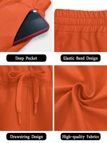 COCOMARTS Womens Summer Shorts Casual Hiking Cargo Athletic Sweat Shorts Drawstring Beach Vacation Trendy Outdoor Outfits Orange X-Large - Thumbnail 6