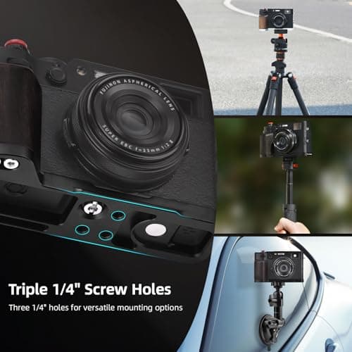 BRDRC Handle Grip for FUJIFILM X100VI / X100V, L-Shape Grip Mount with 1/4 Screw Adapter & Arca Quick Release Plate & Shutter Button for Fuji X100VI / X100V Camera Accessories (Silver) - Thumbnail 2