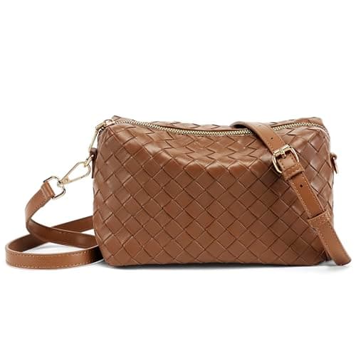 Kiss Sea Woven Crossbody Bag for Women Small Crossbody Purse Leather Clutch Purse with Adjustable Strap for Everyday Use - Image 1