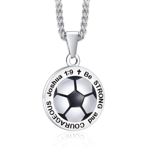 FLHEART Sports Necklace for Athletes with Joshua 1:9 Bible Verse - Adjustable Chain Pendant Jewelry for Baseball/Basketball/Football/Soccer | Christian Baptist Religious Gift for Men