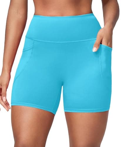 BRXL Biker Shorts with Pockets No Front Seam Compression Spandex Yoga Shorts Workout Gym Exercise Athletic Blue X-Large - Image 1