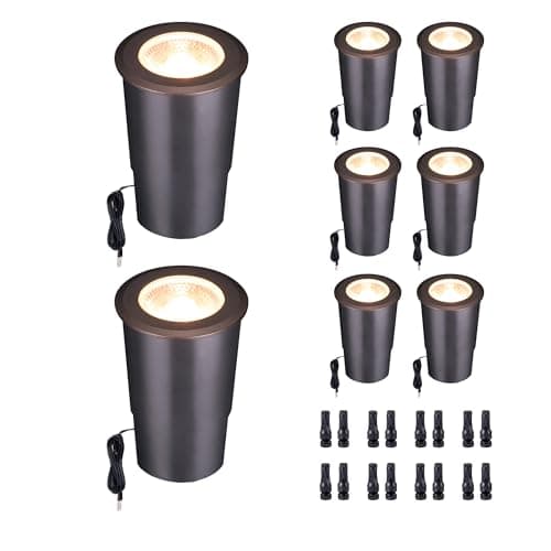 Varmtalys Low Voltage Well Lights for Landscaping - Outdoor IP67 12V LED Ground Light, 5 Color Temperature Selectable In-Ground Light, ORB Aluminum for Path House Backyard 9W 700LM 8 Pack - Image 1