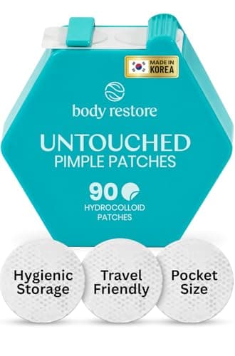Body Restore Hydrocolloid Acne Patches – Pimple Patches for Face, Hygienic Dispenser, Invisible Zit Stickers for Breakouts, Convenient Spot Treatment Acne Dots – 90 Count