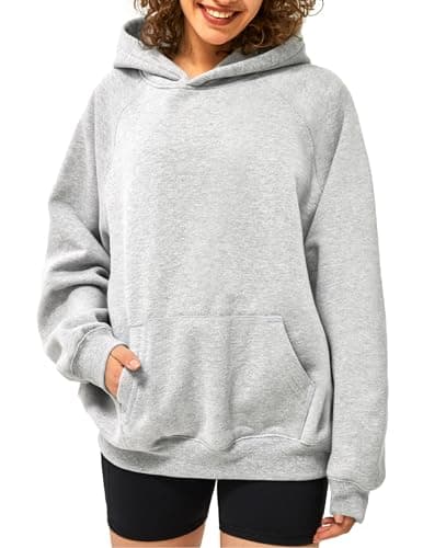 Stelle Fleece Hoodies for Women Long Sleeve Sweatshirts Comfy Pullover Outfits Casual Tops with Pockets (Light Grey,X-Large) - Image 1