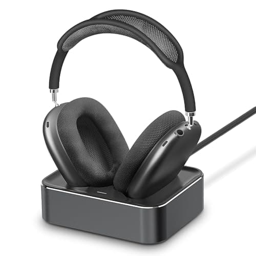 Headphone Charging Station for AirPods Max 2024 & 2020 - Magnetic Headset Charger Dock with Dual Lightning & Type-C Connectors (Space Gray) - Image 1
