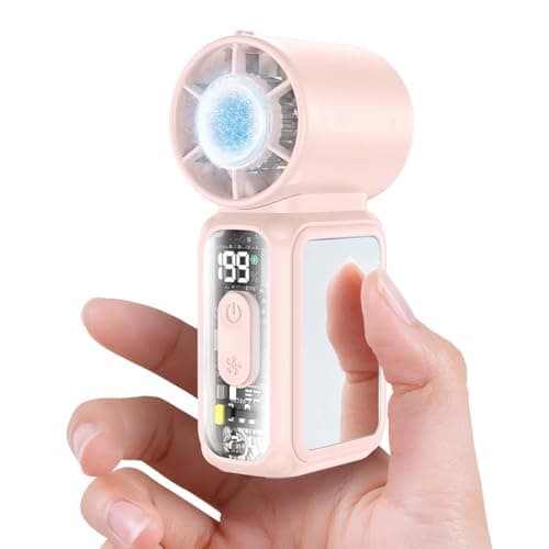 W & O Portable Handheld Mini Fan with Semiconductor Cooling,Speed (1-199) Personal Turbo Fan 4300mAh Rechargeable,Powerful 20000RPM Pocket Hand Fans for Travel/Makeup/Outdoor/Home (Pink ICE) - Image 1