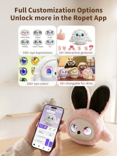 ropet KAMOMO AI Pet Interactive Companion Robot with ChatGPT, Emotional Support AI Gifts for Adults and Kids, Warm Lifelike Robotic Desktop Pets with AI Diary and Auto-Sketch - Thumbnail 5