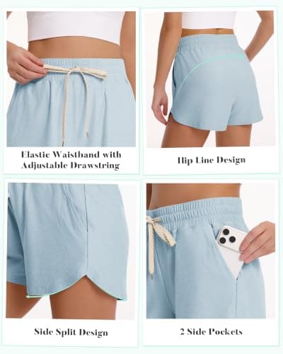 iceROSE Sweat Shorts for Women, Athletic Running Workout Drawstring Casual Lounge Loose Summer Shorts with Pockets - Thumbnail 5