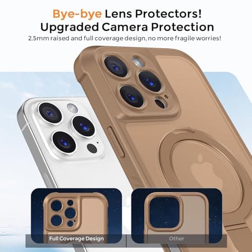 MOCCA Design for iPhone 16 Pro Max Case with Magnetic Invisible Stand [Full Camera Protection] [Compatible with Magsafe] Military Drop Shockproof Translucent Matte Phone Case Cover 6.9",Brown - Thumbnail 3