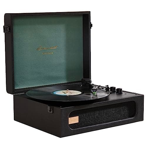 Arkrocket Coryphaeus Vinyl Record Player 3-Speed Bluetooth Input and Output Built-in Speakers with Magnetic Cartridge Auto Off (Black Green) - Thumbnail 2