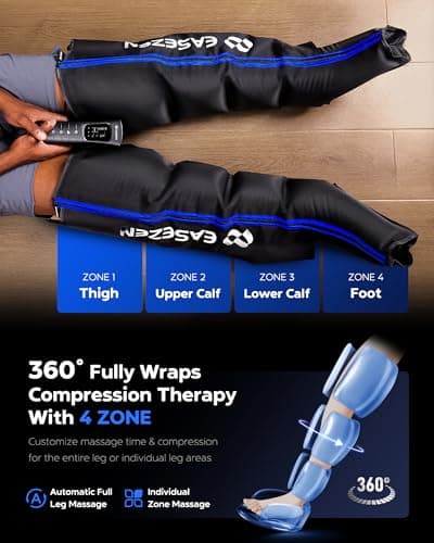 EaseZen Leg Compression Massager for Circulation and Pain Relief, Leg Recovery Compression System for Fast Recovery of Foot, Calf and Thigh, Relieve Edema, Reduce Muscle Fatigue - Thumbnail 6