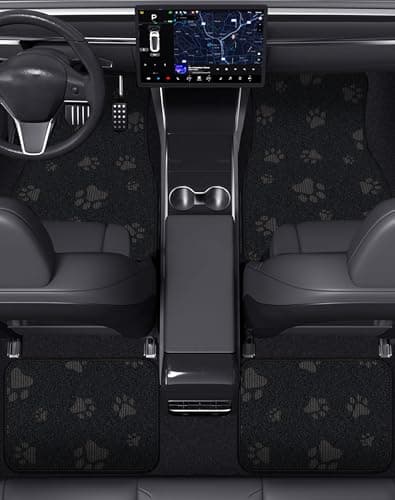 Universal Fit Waterproof Cute Dog Paw Car Floor Mats, Anti-Slip Backing & Adorable Paw Print Design, All Weather Car Mats, Automotive Floor Mats, Full Set of 4 (Gray) - Thumbnail 4