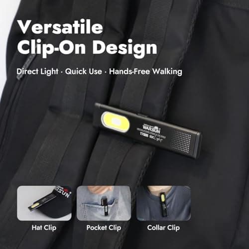 WARSUN T7 Flat Rechargeable Flashlight, Slim Pocket LED EDC Light with Clip and Magnetic Base, Small Thin Handheld Flashlight for Night Walking, Emergency, Car Repair, USB C Charging - Thumbnail 5