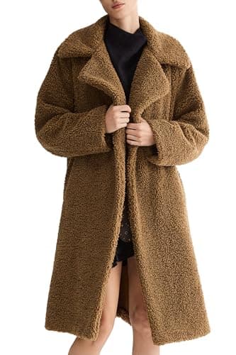 Orolay Women's Fuzzy Fleece Jacket Mid Long Faux Fur Lapel Sherpa Teddy Coat Winter Warm Outerwear with Pockets Khaki Medium - Image 1