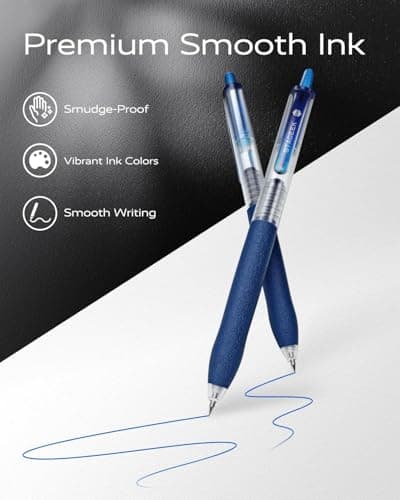 STAGEEK 0.5mm Gel Pens Fine Point Smooth Writing Pens, 12PCS Blue Ink Pens, Retractable Leather-Like Blue Gel Pens, Business Gel Pen for Journaling, Writing, School, Office Use (Blue) - Thumbnail 5