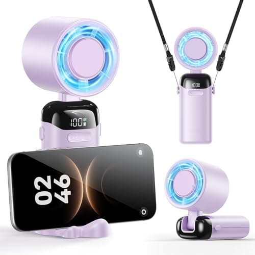 KIMMOO Mini Portable Handheld Turbo Fan, Small but Mighty, 12 Hours Long-Lasting, 199-Speed Rechargeable battery Hand Held Fans, Personal Cooling Fan for Outdoor Travel, Gifts for Women & Men (Purple)