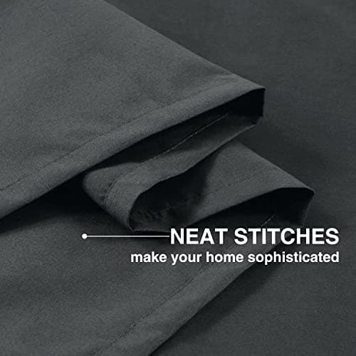Home Queen Blackout Curtain Valance Window Topper for Living Room, Grommet Straight Drape Valence, Set of 2, 37 W X 18 L Inch, Charcoal - Thumbnail 5