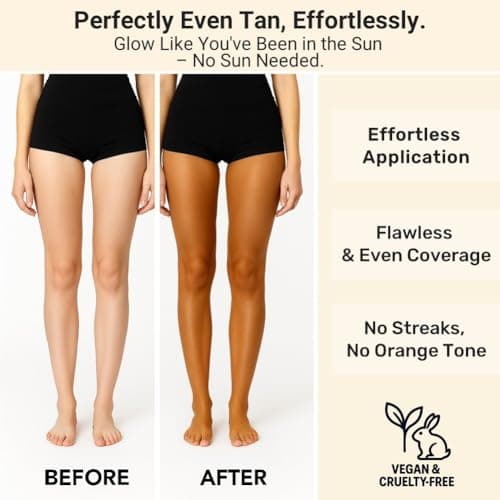 GOERTI Self Tanner Mousse & Tanning Brush Set – 1.5 Hour Express Sunless Tanner for Face & Body | Medium Shade, Long-Lasting & Natural Glow | Vegan DHA Formula, No Streaks, No Dyes, Gentle on Skin - Thumbnail 6